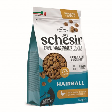 Animal Monoprotein Formula Hairball, karma sucha, dla kota, kurczak, 1,5 kg, worek, dla ras długowłosych, przeciw kulom włosowym