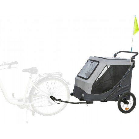 Przyczepka rowerowa, dla psa, składana quick-fold, XL: 87,5 × 97 × 93/150 cm, szara