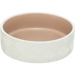 Miska ceramiczna w geometryczny wzór, dla psa, 1 l/o 18 cm, biały/beżowy