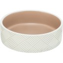 Miska ceramiczna w geometryczny wzór, dla psa, 1 l/o 18 cm, biały/beżowy