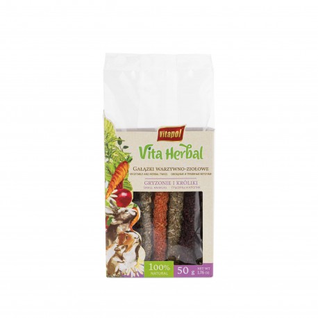 Vita Herbal gałązki warzywno-ziołowe dla gryzoni i królika 50g, 4szt/disp