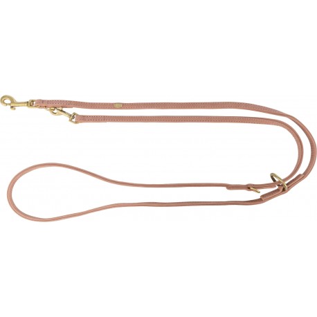 Smycz przepinana Pure, dla psa, skórzana, XS–S: 2 m/10 mm, różowa