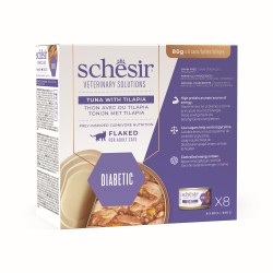 Veterinary Solutions Diabetic, karma mokra, dla kota, tuńczyk i tilapia, w bulionie, 8x80g, puszka, OPAK