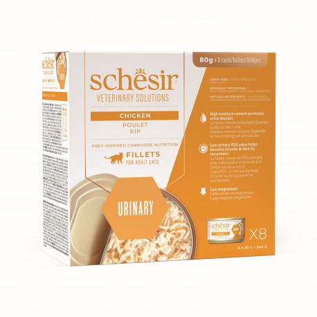 Veterinary Solutions Urinary, karma morka, dla kota, kurczak, w bulionie, 8x80g, puszka, OPAK