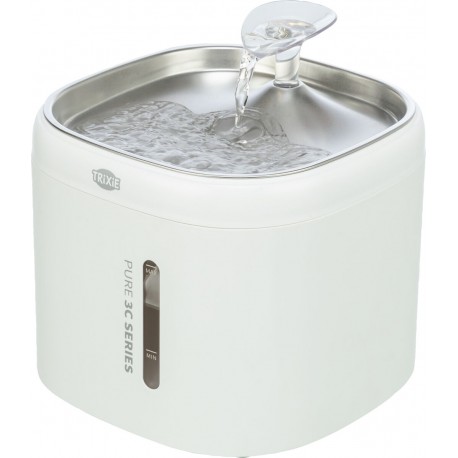 Fontanna Aqua Pure, dla kota, plastik/stal nierdzewna, 2 l/18 × 14,7 × 18 cm, biała