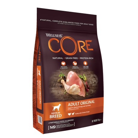 Core Adult Original, karma sucha, dla dorosłych psów średnich ras, indyk i kurczak, 10 kg