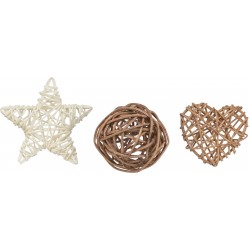 Xmas Zestaw rattanowy, zabawka, dla gryzoni i królików, 3 szt., 5–6,5 cm