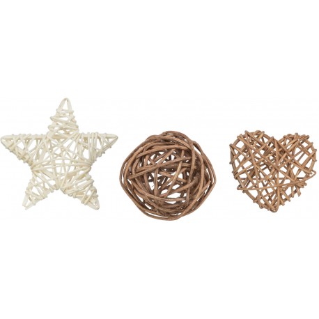 Xmas Zestaw rattanowy, zabawka, dla gryzoni i królików, 3 szt., 5–6,5 cm