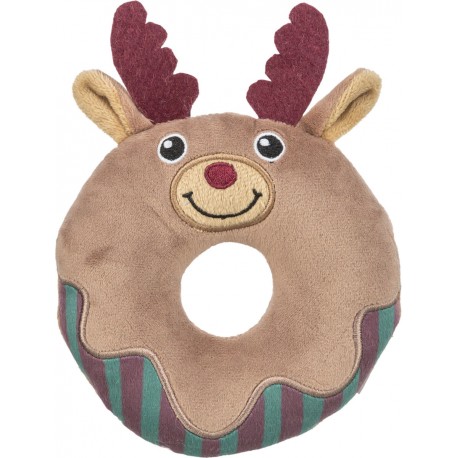 Xmas Donut - Łoś, zabawka, dla psa, szara, plusz, 14 cm