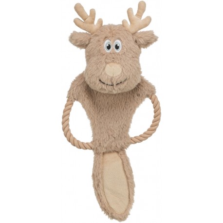 Xmas Renifer ze sznurem, zabawka, dla psa, plusz/sznur, 47 cm