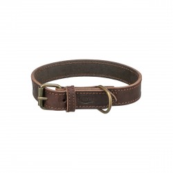 Obroża Rustic z grubej skóry, L–XL: 57–66 cm/30 mm, ciemnobrązowa