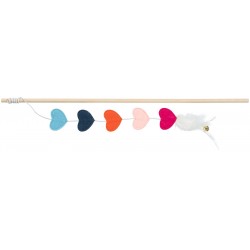 Wędka dla kota z sercami, zabawka, dla kota, drewno/filc, kocimiętka, 48 cm